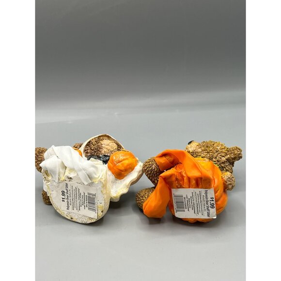Halloween Alley Polyresin Bear Shelf Sitters With Pumpkins 4 1/4" Tall - Picture 13 of 14